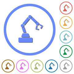 Robot arm icons with shadows and outlines