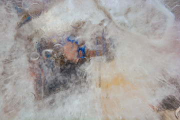 Fototapeta premium The texture of the ice. The frozen water.Winter background 
