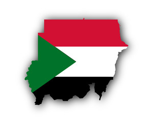 Karte und Fahne des Sudan
