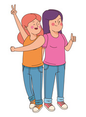 Teenagers friends smiling and having fun cartoon