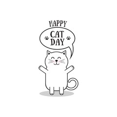 Day of the Cat. Cute illustration with animal