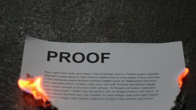 Proof document paper burned by the fire