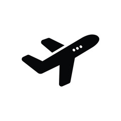 Black solid icon for airplane 