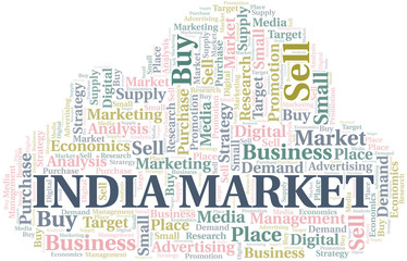 Fototapeta premium India Market word cloud. Vector made with text only.