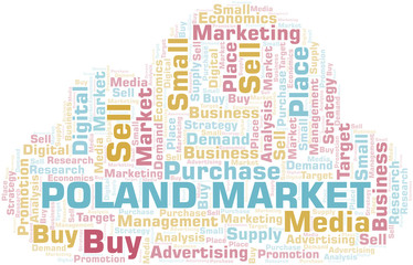 Obraz premium Poland Market word cloud. Vector made with text only.