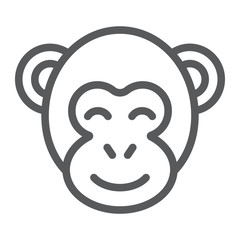 Monkey line icon, zoo and africa, animal sign, vector graphics, a linear pattern on a white background.