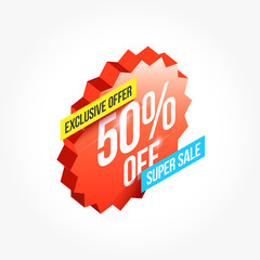 Exclusive Offer 50% Off Shopping Announcement Label	