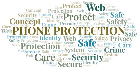 Phone Protection word cloud. Wordcloud made with text only.