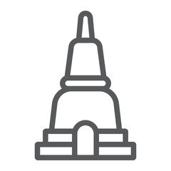 Thai pagoda line icon, asia and architecture, asian building sign, vector graphics, a linear pattern on a white background.