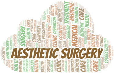 Aesthetic Surgery word cloud vector made with text only.