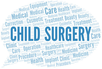 Child Surgery word cloud vector made with text only.