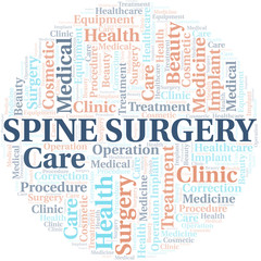 Spine Surgery word cloud vector made with text only.