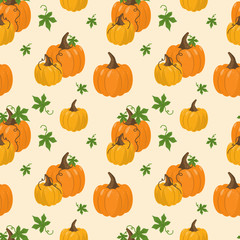 pumpkin seamless pattern. Bright illustration