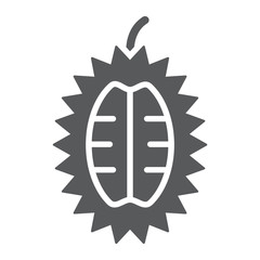 Durian glyph icon, food and tropical, exotic fruit sign, vector graphics, a solid pattern on a white background.