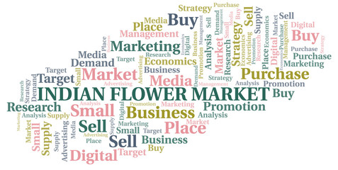 Fototapeta premium Indian Flower Market word cloud. Vector made with text only.