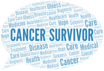 Cancer Survivor word cloud. Vector made with text only.
