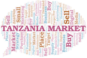 Fototapeta premium Tanzania Market word cloud. Vector made with text only.