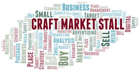Craft Market Stall word cloud. Vector made with text only.