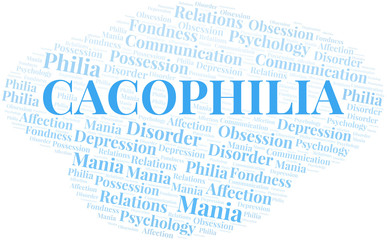 Cacophilia word cloud. Type of Philia.