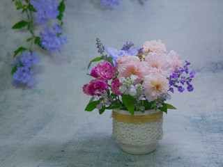 Beauitful rose flower bouquet vase