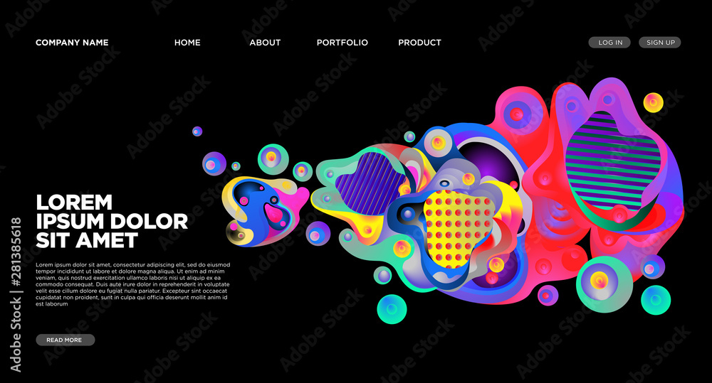 Poster website landing page background with abstract fluid style