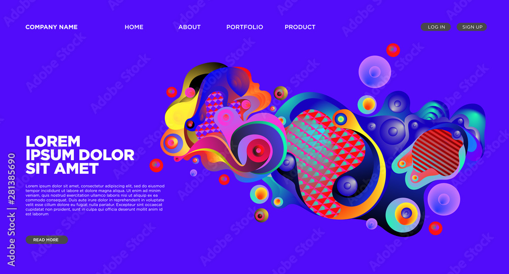Poster website landing page background with abstract fluid style
