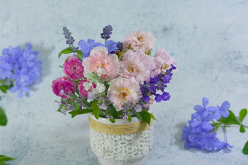 Beautiful rose flower vase background.