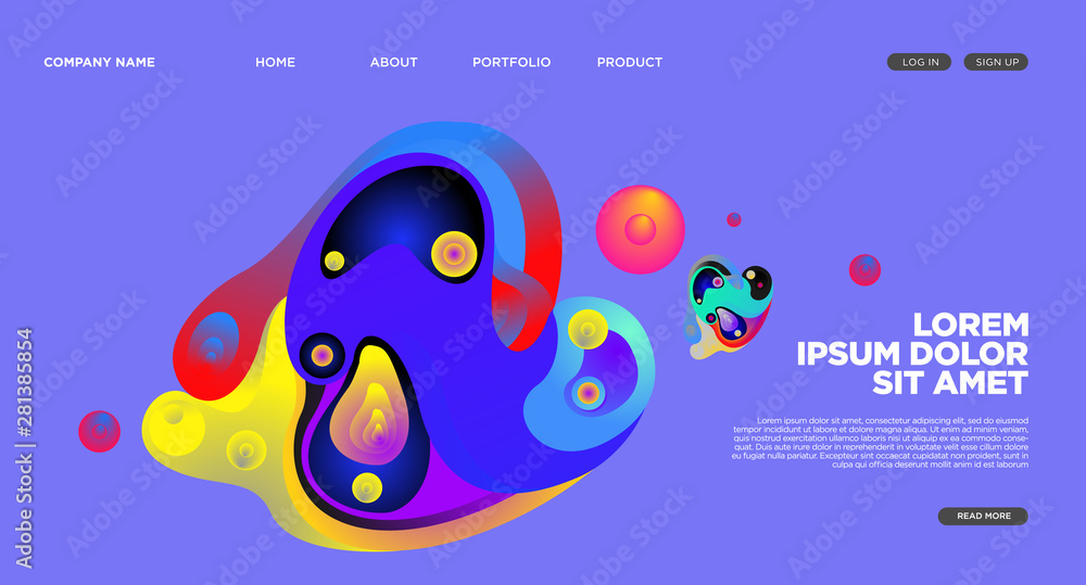Aufkleber website landing page background with abstract fluid style