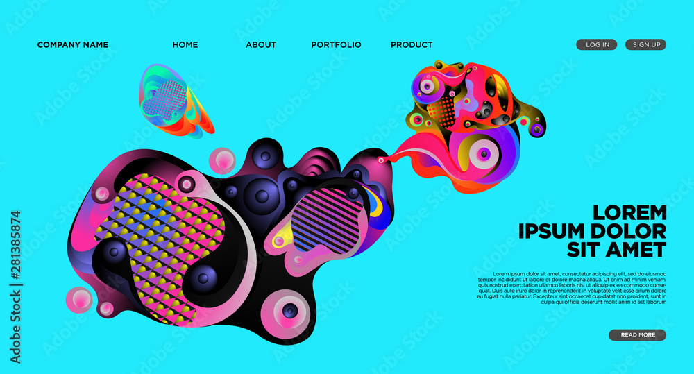 Poster website landing page background with abstract fluid style