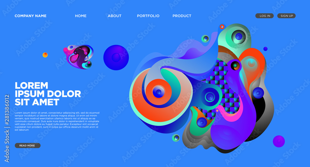 Poster website landing page background with abstract fluid style