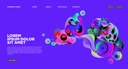 Fototapeta na wymiar Website Landing Page Background with Abstract Fluid Style