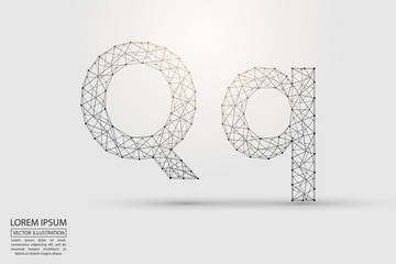 English letters abstract font consists 3d of triangles, lines, dots and connections. Vector illustration EPS 10.