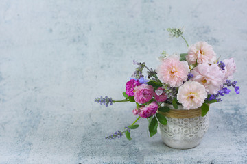 Beautiful rose flower vase background.