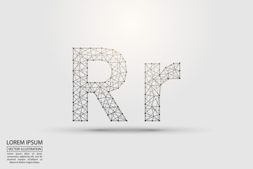 English letters abstract font consists 3d of triangles, lines, dots and connections. Vector illustration EPS 10.