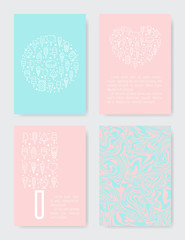 Ice cream icon card set with marble texture.
