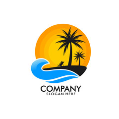 Obraz premium sunset beach panorama Logo