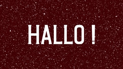 "HALLO" text in German language animated word. Hello, hi in German.