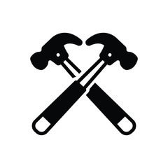 Black solid icon for hammer 