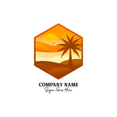 Sunset Beach Icon Logo