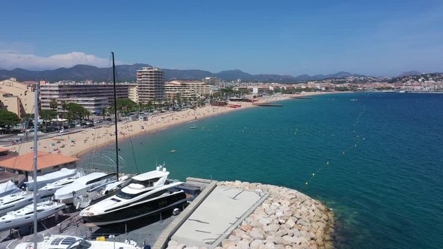 Aerial view of St Raphael's beach on the French Riviera