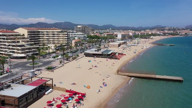 Aerial view of St Raphael's beach on the French Riviera