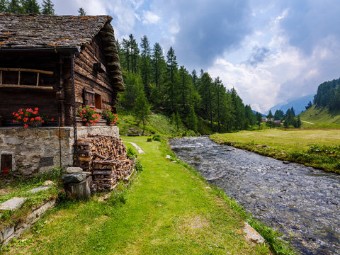 River next to a mountain retreat