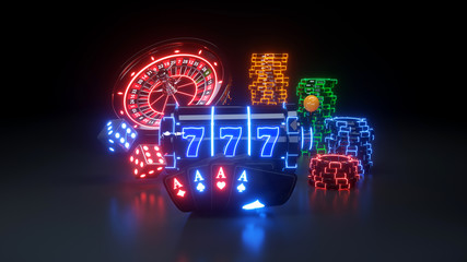 Casino Gambling Futuristic Concept - 3D Illustration