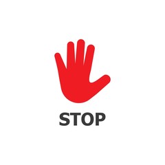 Fototapeta na wymiar Hand blocking logo Stop Icon vector template