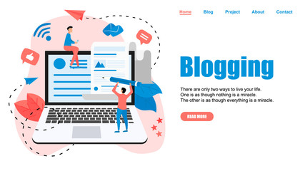 Webpage Template, Business, communication, internet blogging post. Flat design vector illustration.	