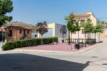 Fototapeta na wymiar town square with benches and trees