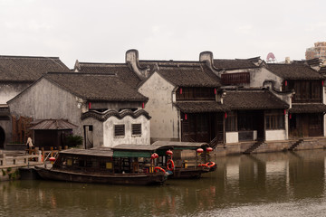 Fototapeta na wymiar Shanghai, China 19 July 2019. Water town on the outskirts of Shanghai, and was established about 1,700 years ago. 