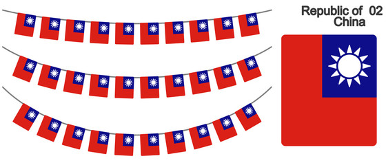 中華民国の国旗のガーラーンド　ベクターデータ（bunting garland）