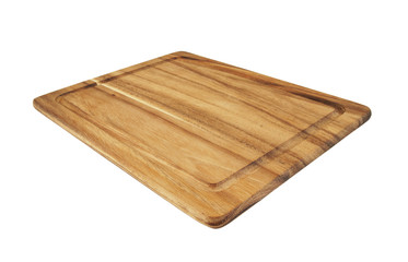 Wooden cutting board isolated on white background