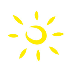 Funny vector doodle sun. Template. Frendly atmosphere. Hand drawn. Stock vector illustration